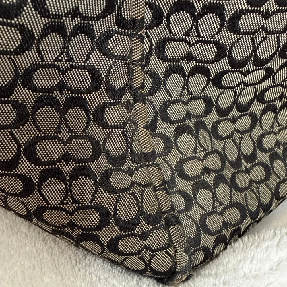 Coach Vintage Signature C Tote Bag | Black & Grey | Heavy Wear | As Is